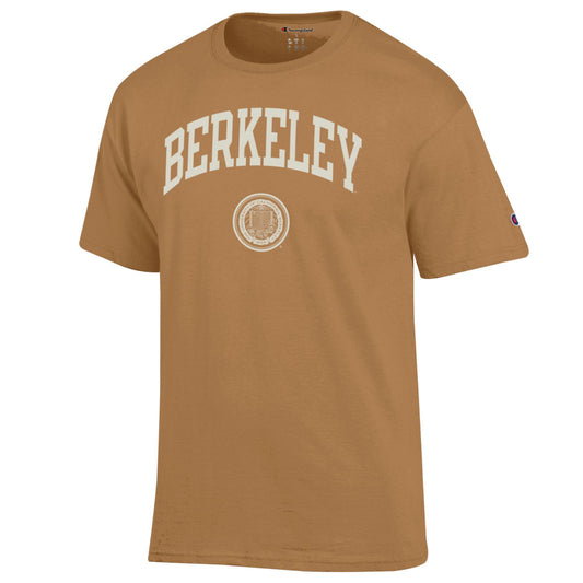 U.C. Berkeley Arch Over Seal Men's Champion T-Shirt-Light Brown-Shop College Wear