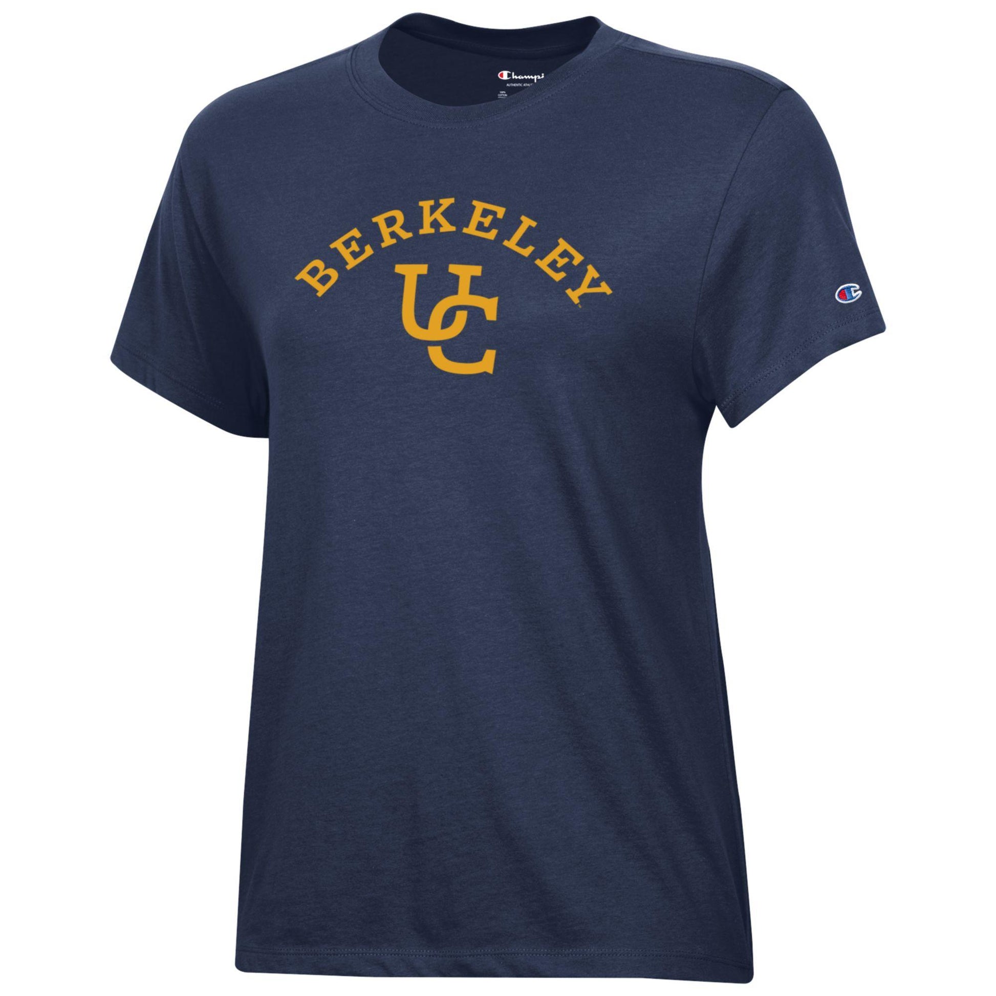 U.C. Berkeley women's Interlocking logo university crew-neck T-Shirt-Navy-Shop College Wear