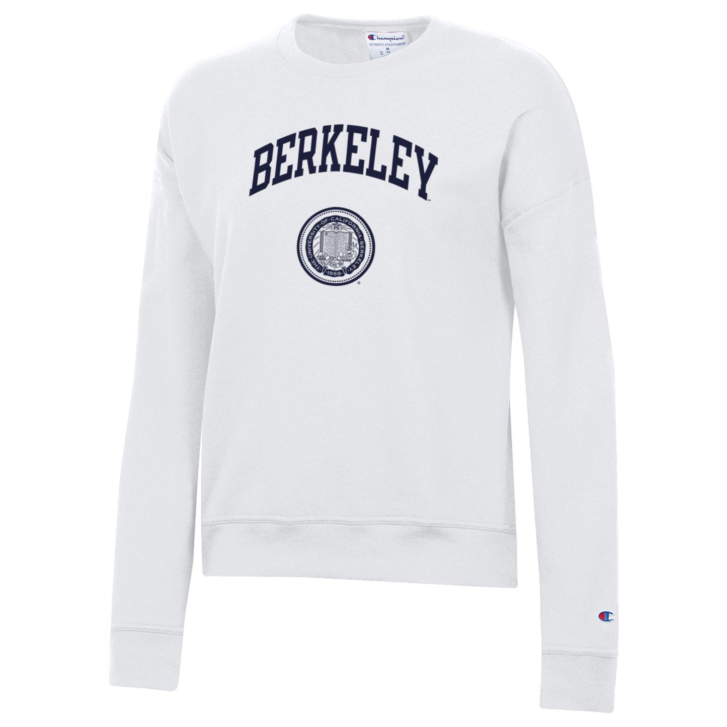 U.C. Berkeley arch & seal women's Champion crew-Neck sweatshirt-White-Shop College Wear