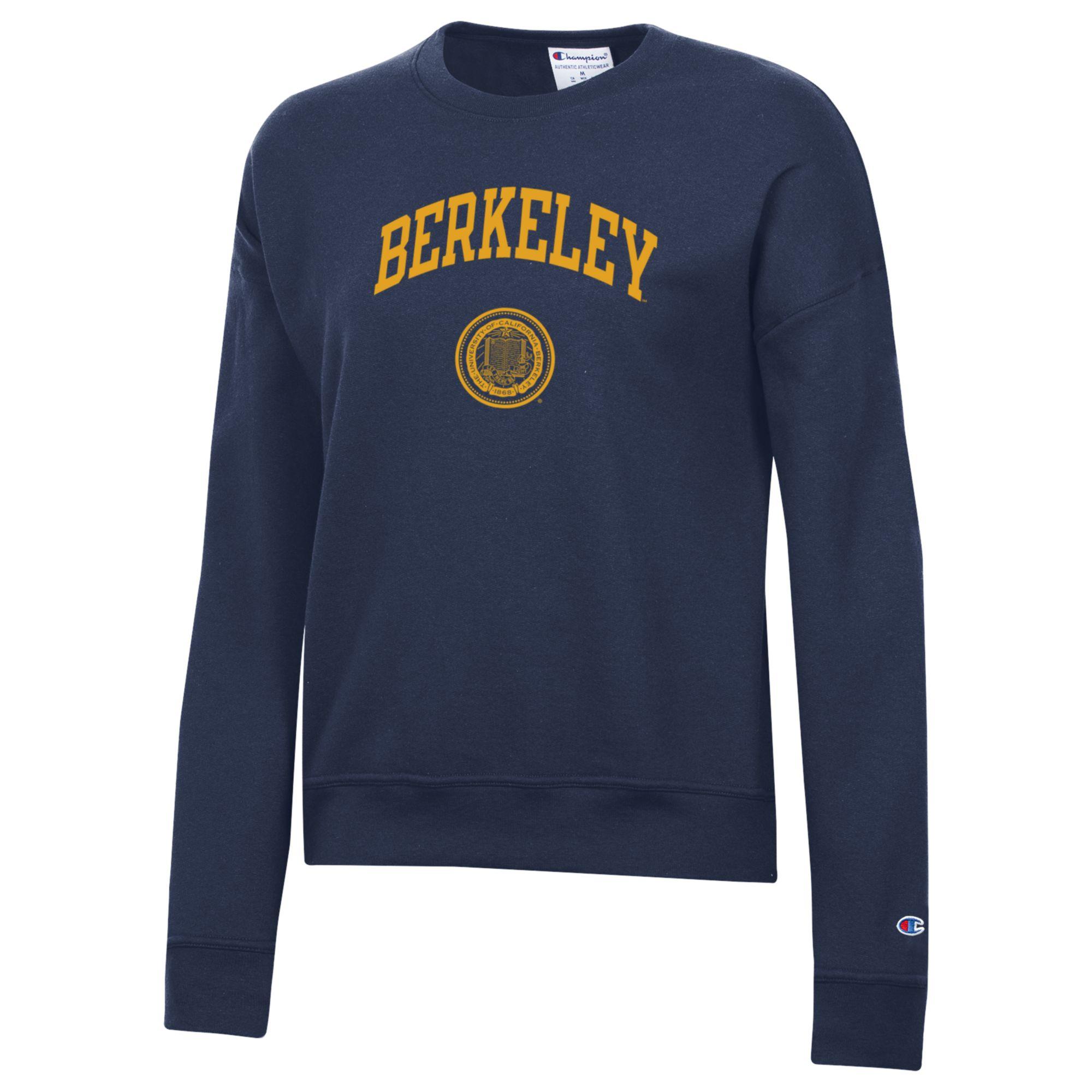 U.C. Berkeley Cal Champion women s arch seal crew neck sweatshirt Na Shop College Wear