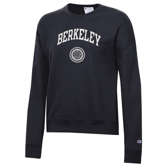 U.C. Berkeley arch & seal women's Champion crew-Neck sweatshirt-Black-Shop College Wear