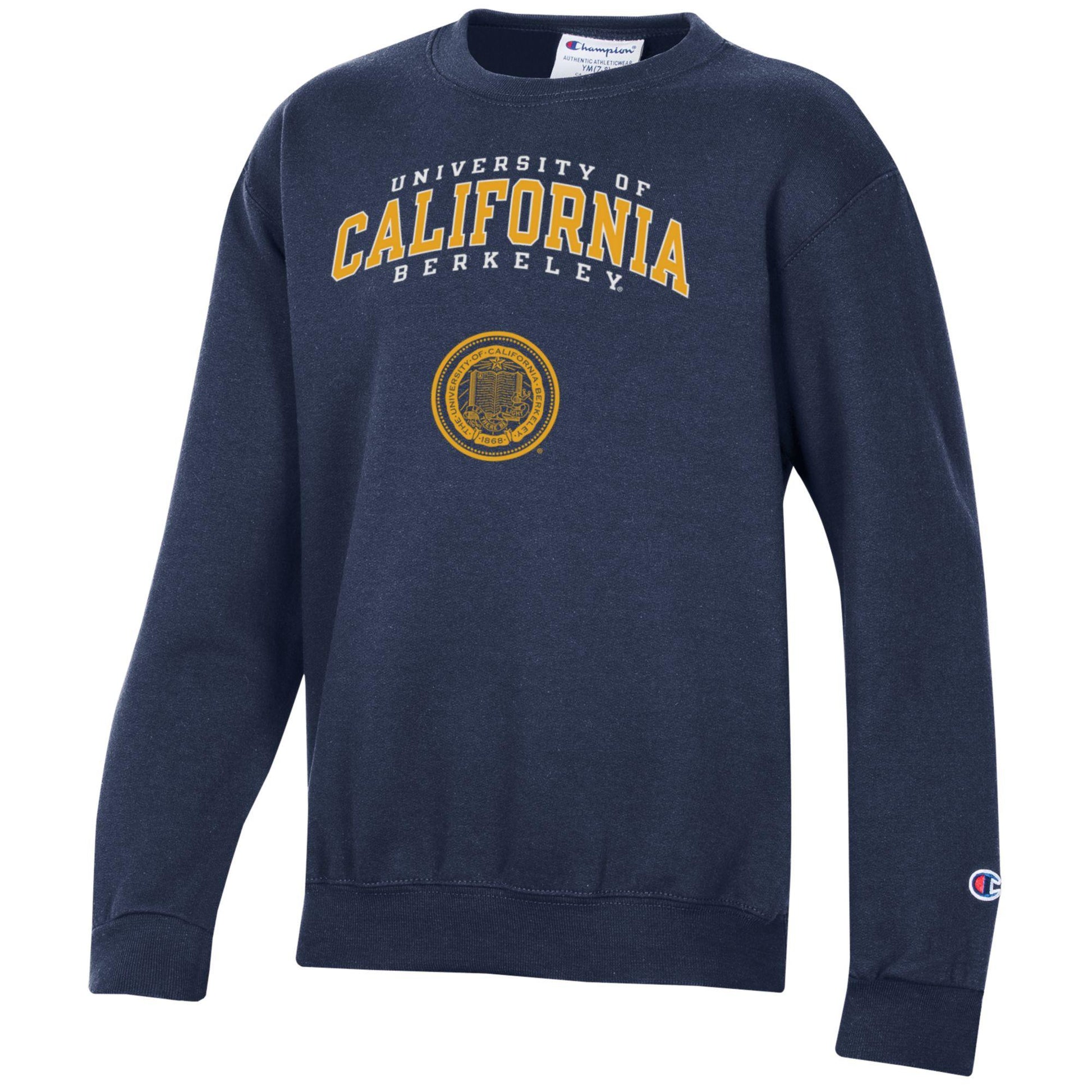 University of California Berkeley three Arch Over Seal Champion Youth Crew Neck sweatshirt- Navy-Shop College Wear