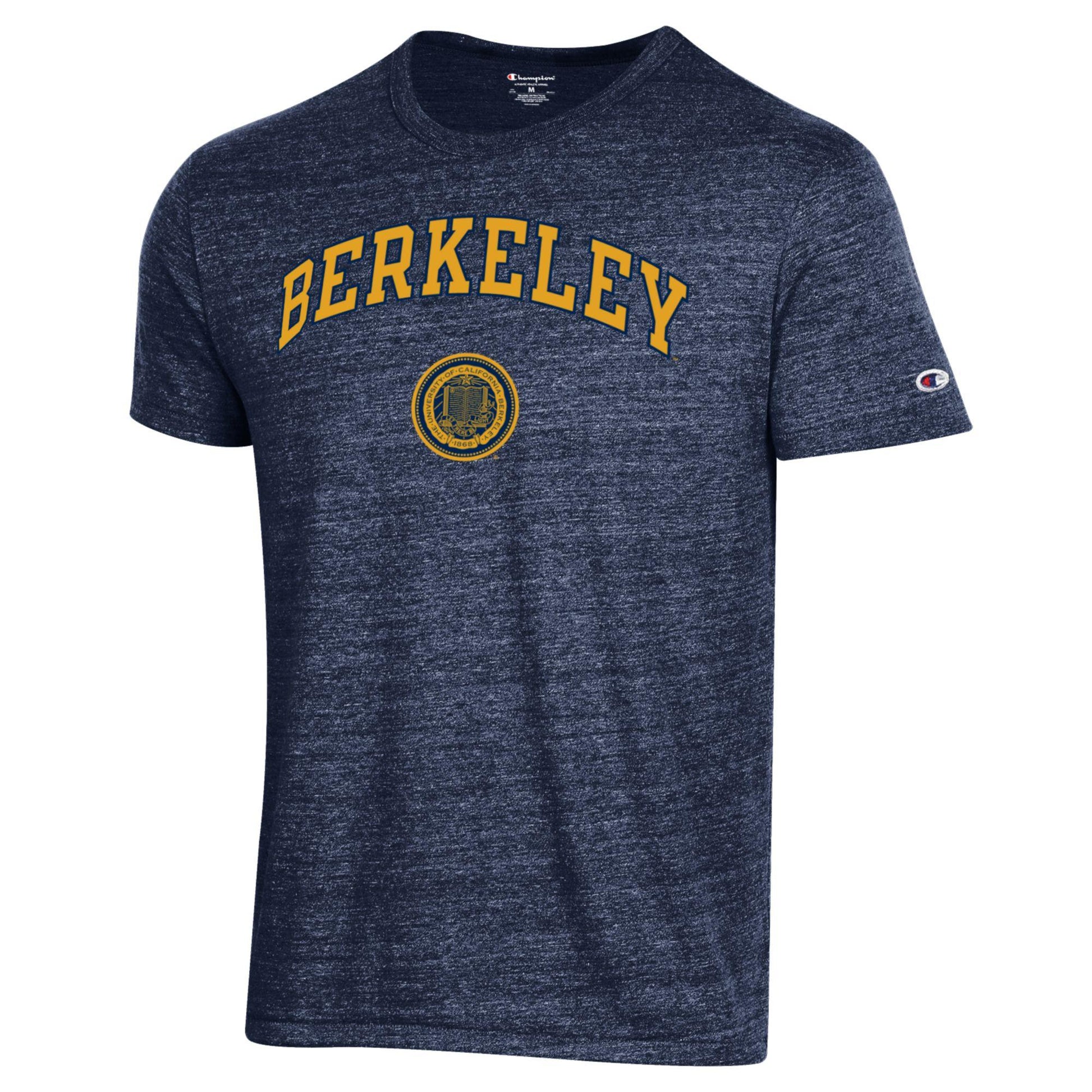 U.C. Berkeley two color arch and seal tri blend T-Shirt-Navy-Shop College Wear