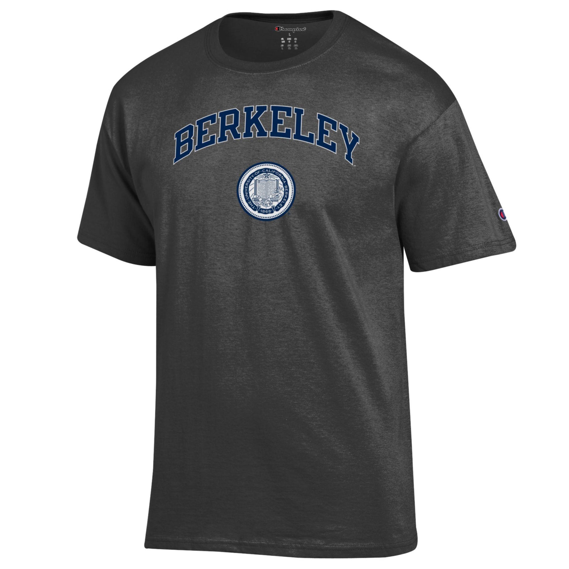 U.C. Berkeley Arch And Seal Champion T-Shirt- Charcoal-Shop College Wear