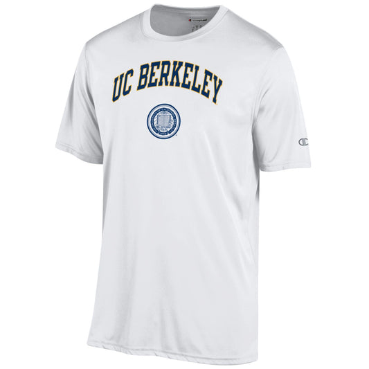 U.C. Berkeley Cal Bears Champion performance dry arch and seal T-shirt-White-Shop College Wear
