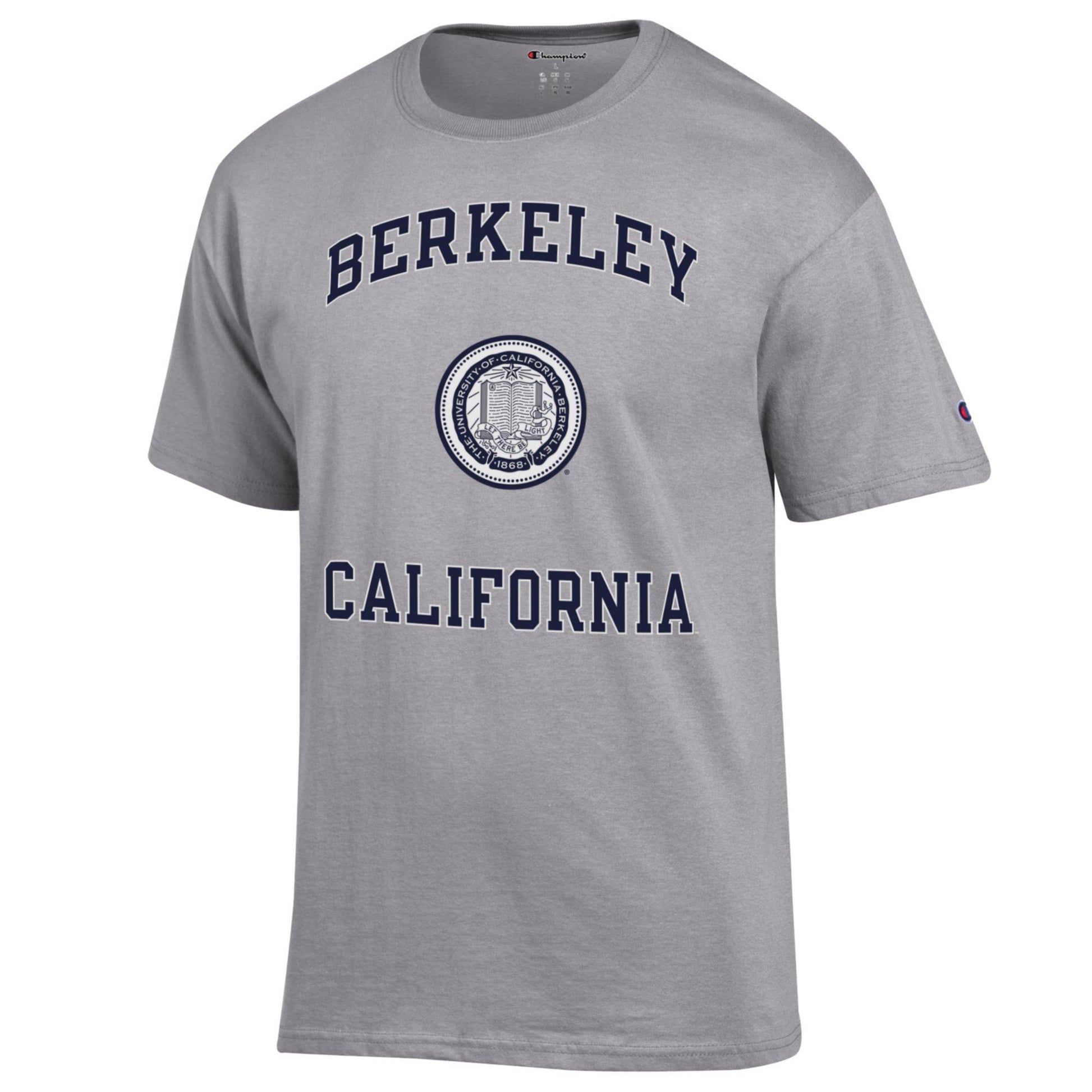 U.C. Berkeley Champion Berkeley California Seal Men's T- Shirt- Grey-Shop College Wear