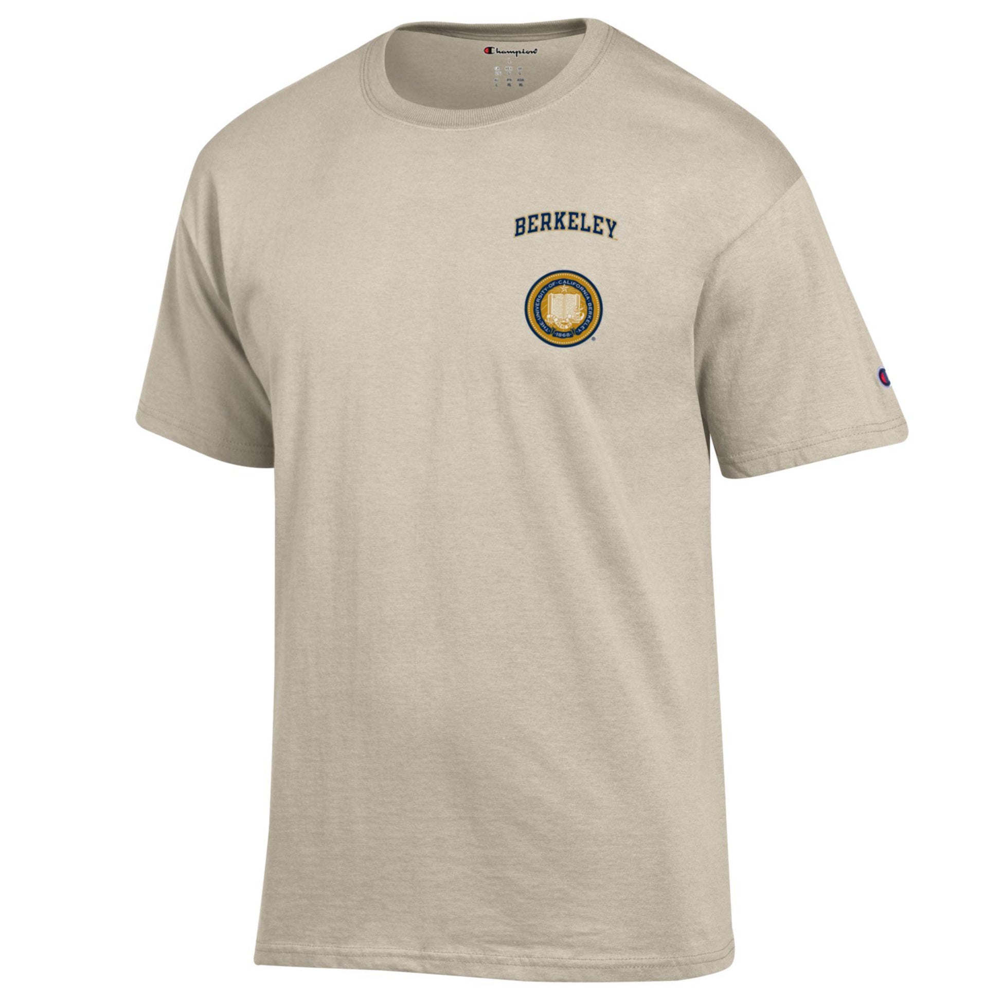 U.C. Berkeley Cal Champion Berkeley arch and seal Men's T-Shirt-Oatmeal-Shop College Wear