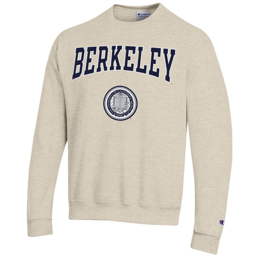 U.C. Berkeley arch & seal bow tie Champion crew neck sweatshirt-Oatmeal-Shop College Wear