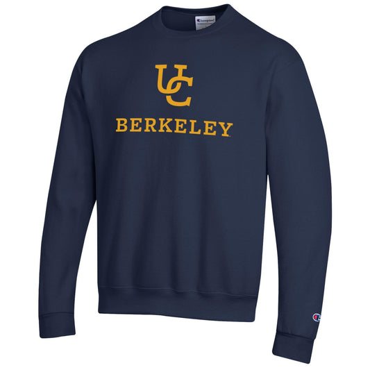 U.C. Berkeley interlocking UC and Berkeley Champion crew-neck sweatshirt-Navy-Shop College Wear