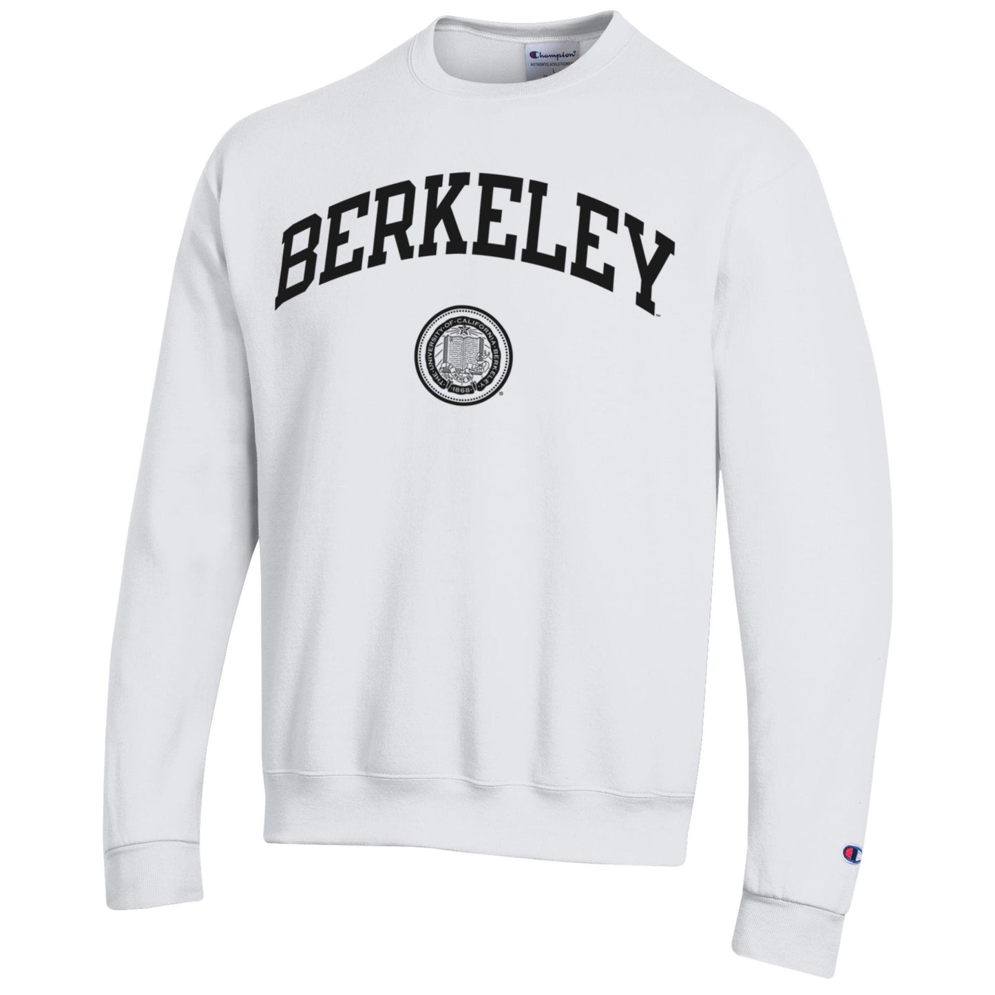 U.C. Berkeley Arch & Seal Champion crew-Neck sweatshirt with black ink -White-Shop College Wear