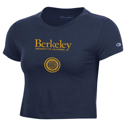 U.C. Berkeley arch & seal women's Baby Tee -Navy-Shop College Wear