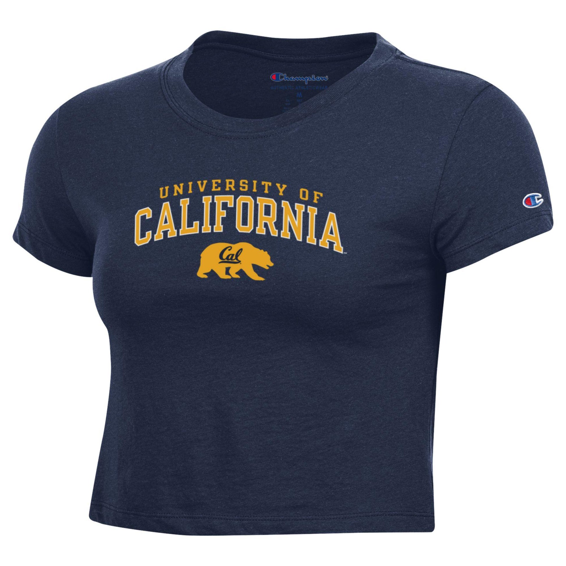 University of California Berkeley Cal and Bear mascot women's Baby Tee -Navy-Shop College Wear