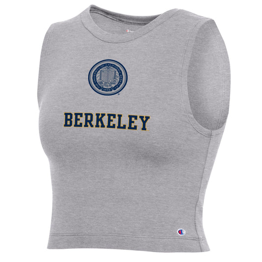 UC Berkeley Cal women's crop tank top-Gray-Shop College Wear