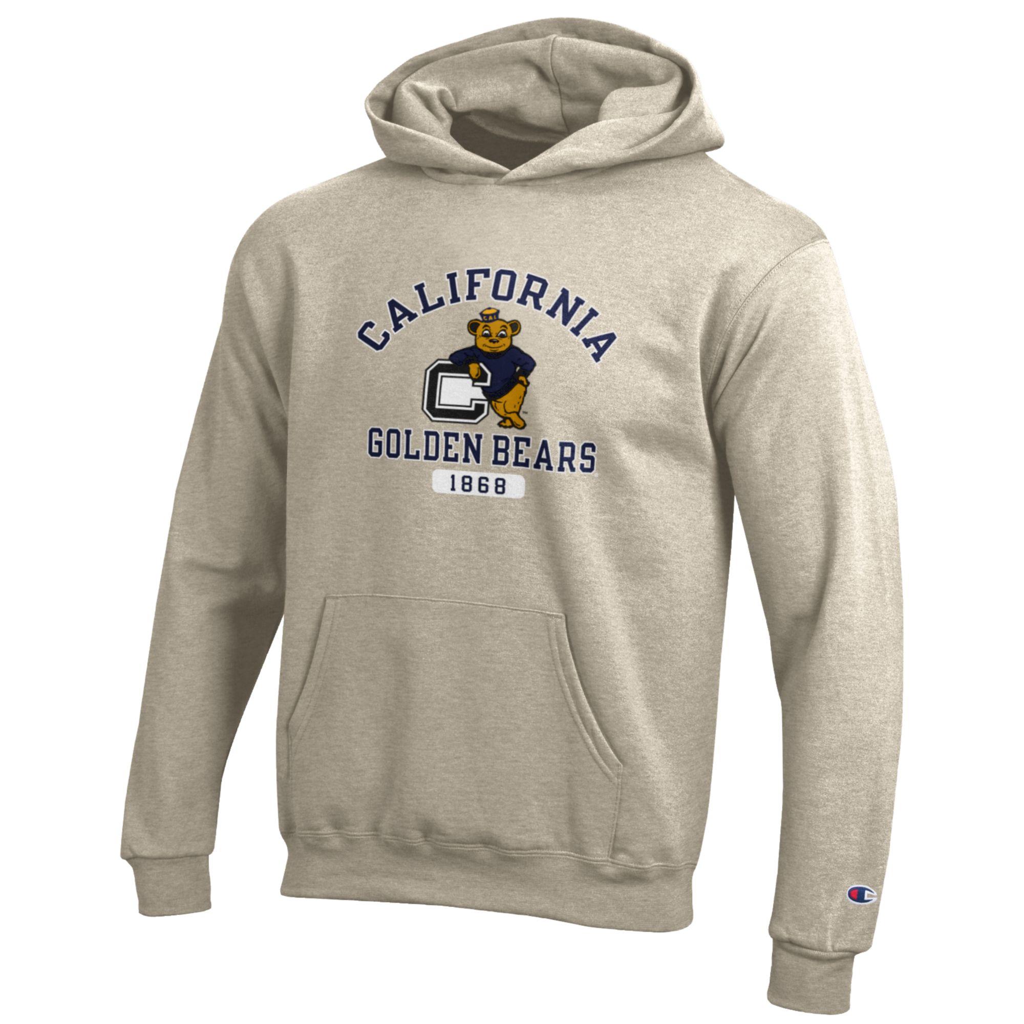 U.C. Berkeley Cal Youth Champion Hoodie Sweatshirt with Standing Oski in Oatmeal Size Youth X Large