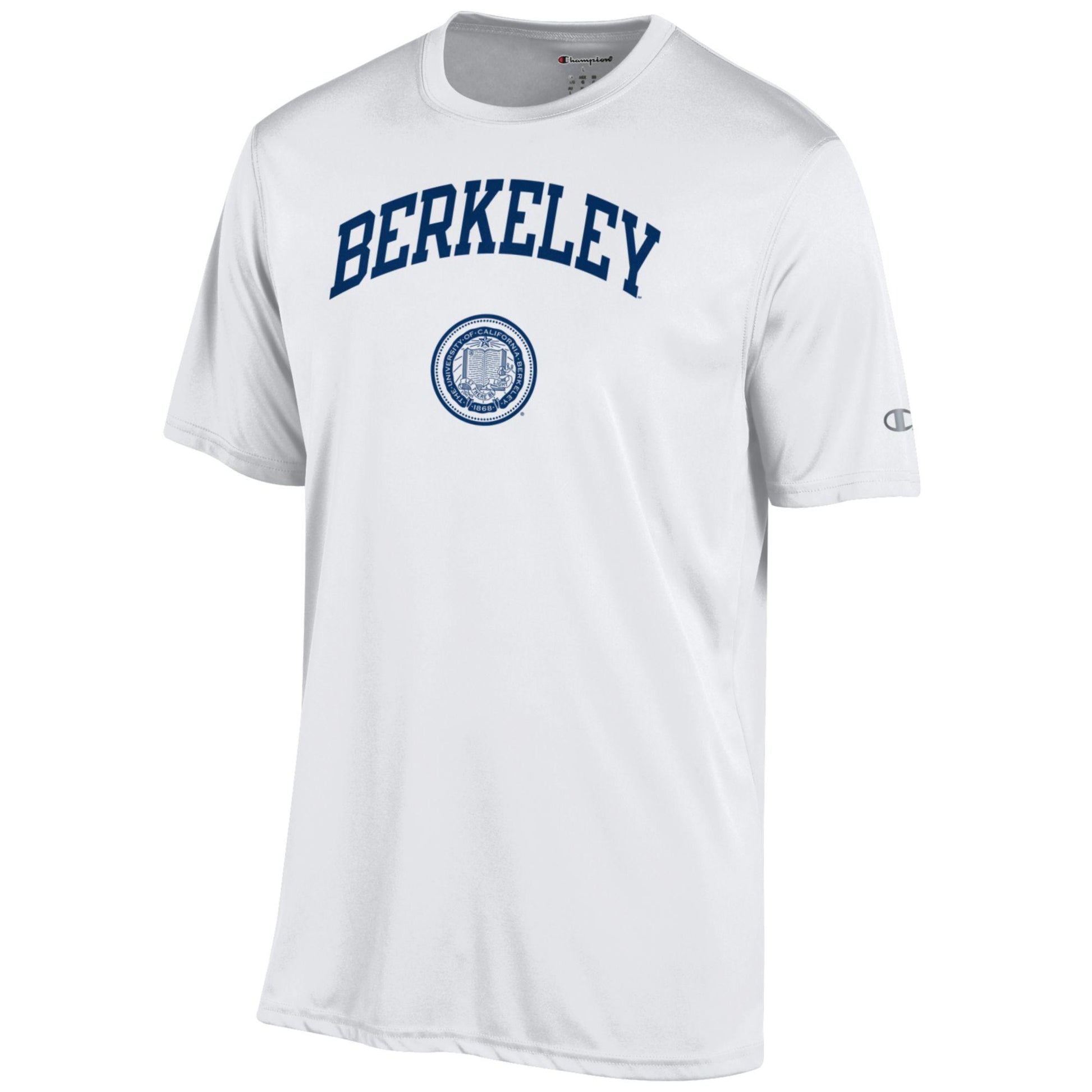 U.C. Berkeley Cal Bears Champion performance dry arch and seal T-shirt-White-Shop College Wear