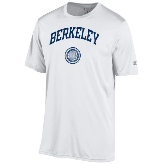 U.C. Berkeley Cal Bears Champion performance dry arch and seal T-shirt-White-Shop College Wear