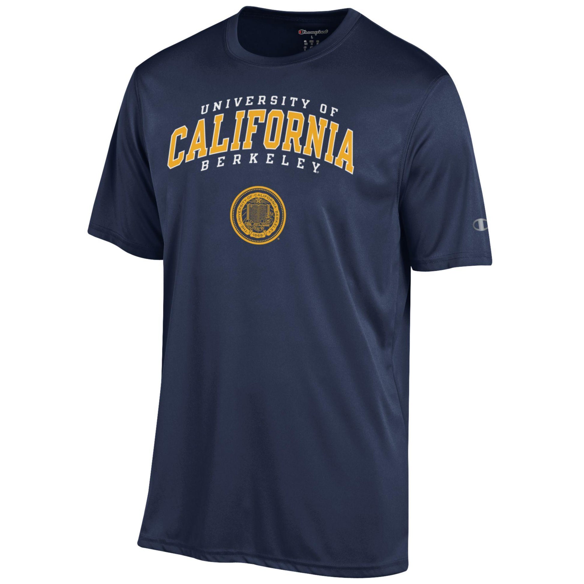 U.C. Berkeley Cal Bears Champion performance dry arch and seal T-shirt-Navy-Shop College Wear