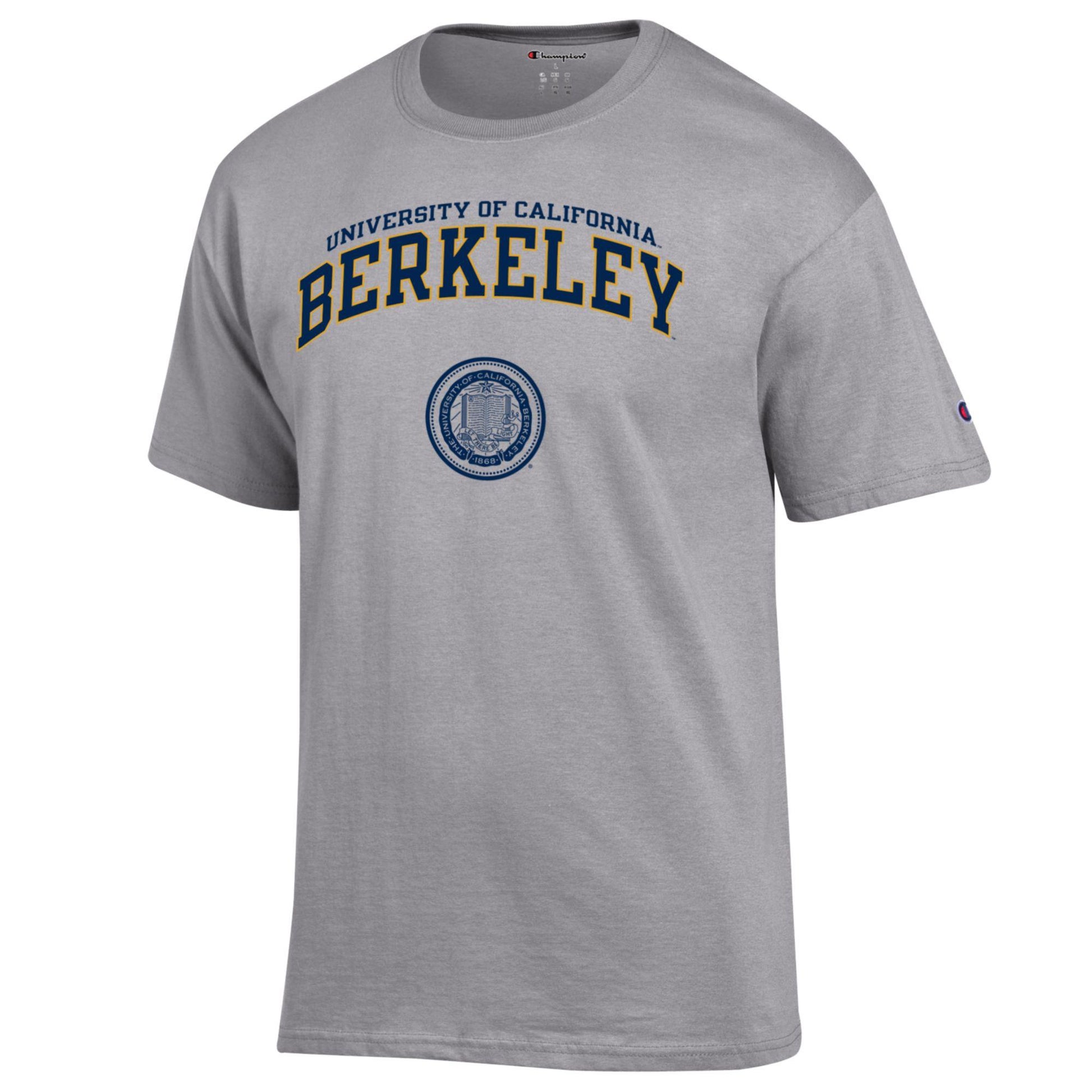 U.C. Berkeley double arch Arch and Seal Men's Champion T-Shirt-Gray-Shop College Wear