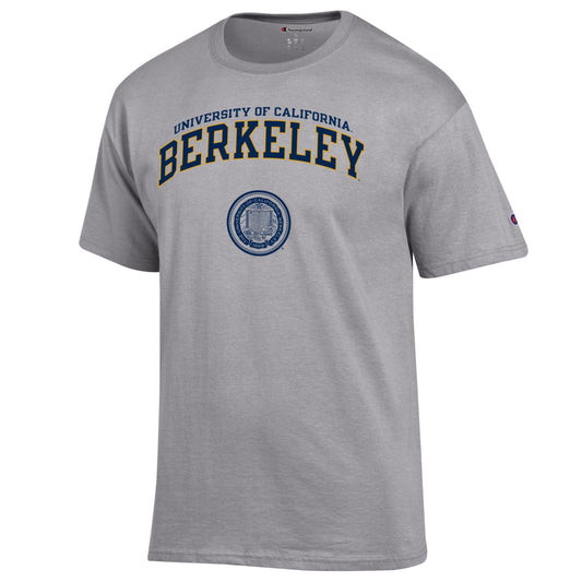 U.C. Berkeley double arch Arch and Seal Men's Champion T-Shirt-Gray-Shop College Wear