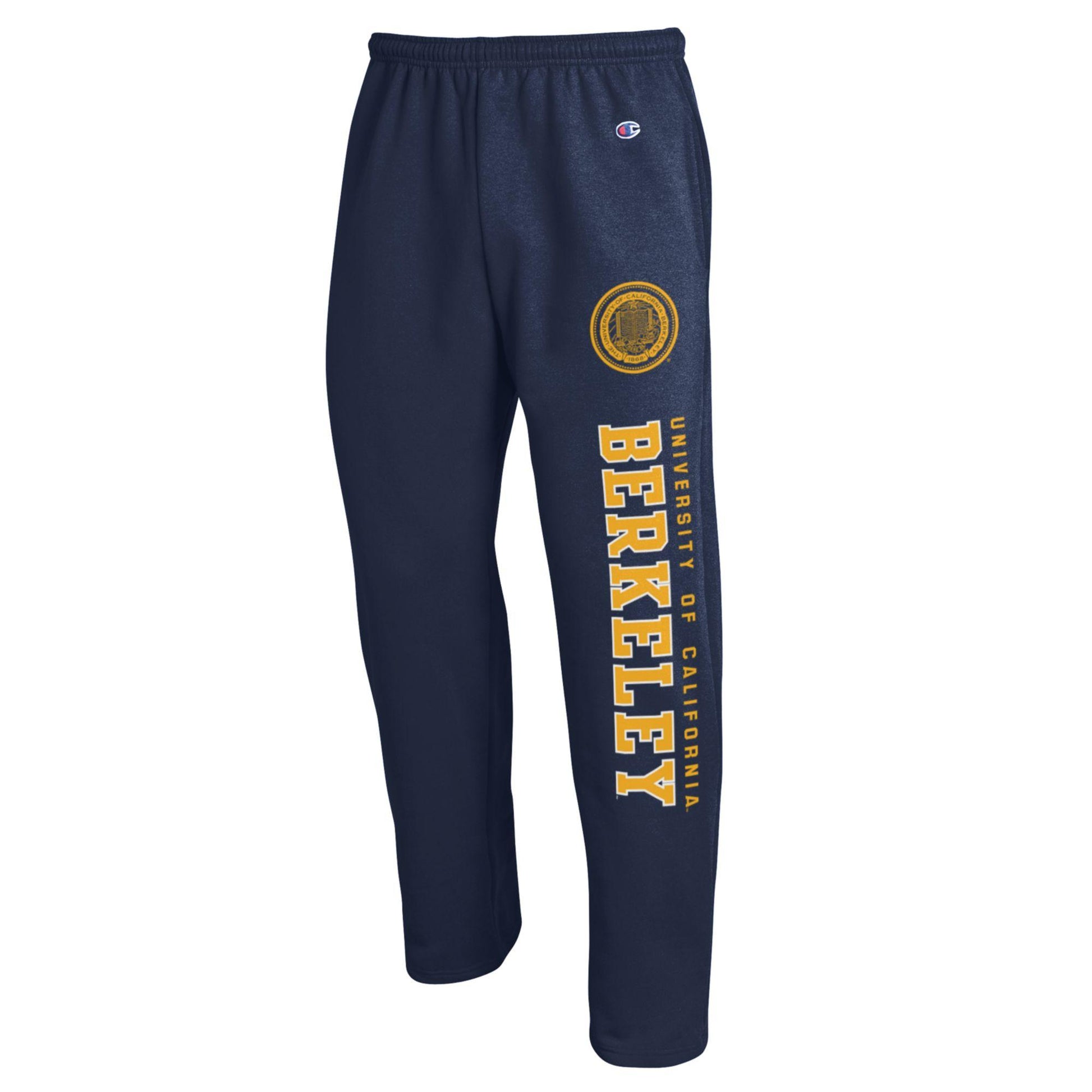 University of California Berkeley and seal Champion open bottom men's sweat pants-Navy-Shop College Wear