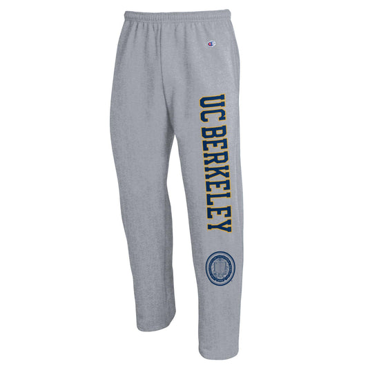 University of California Berkeley and seal Champion open bottom men's sweat pants-Gray-Shop College Wear