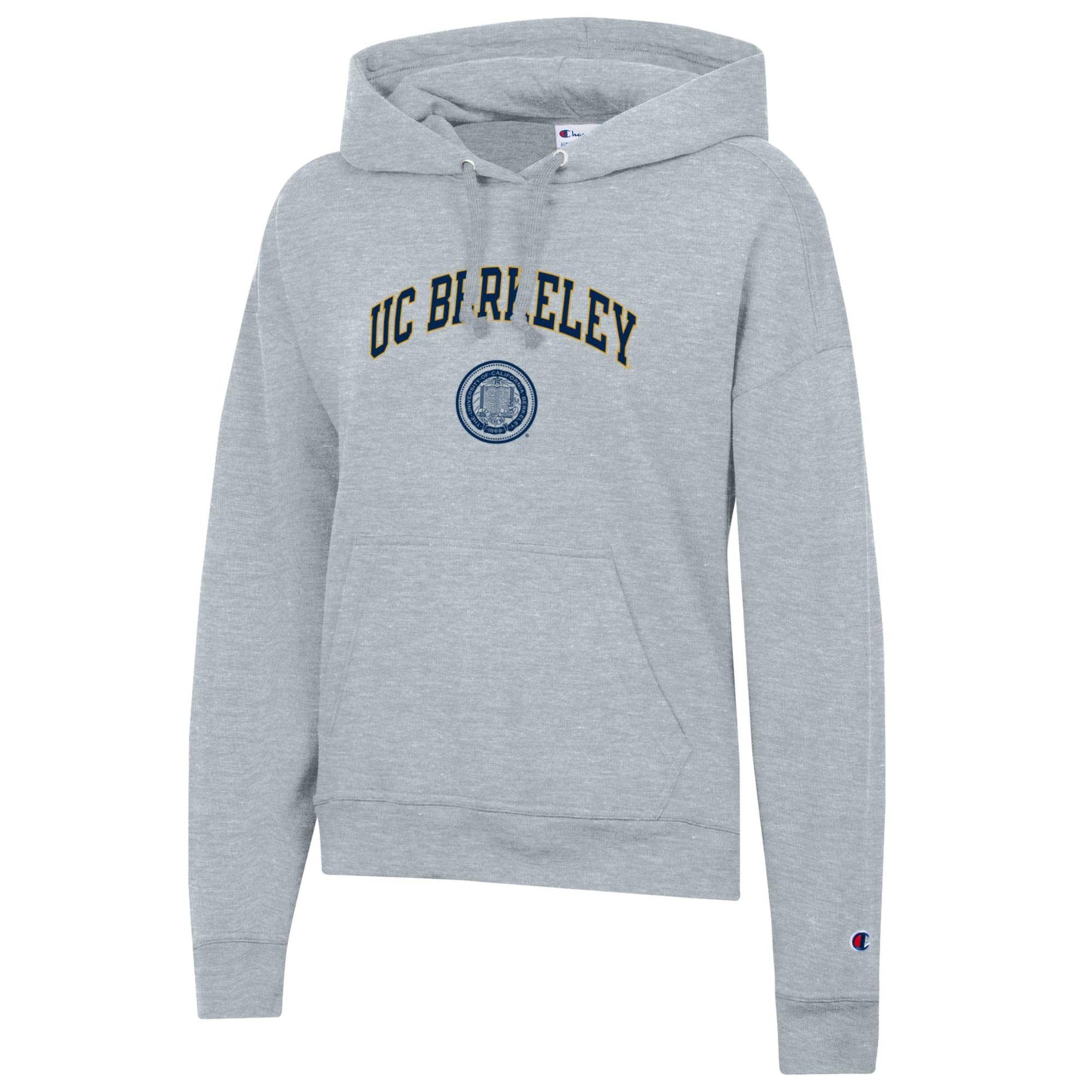 U.C. Berkeley arch & seal women's Champion fleece hoodie-Gray-Shop College Wear