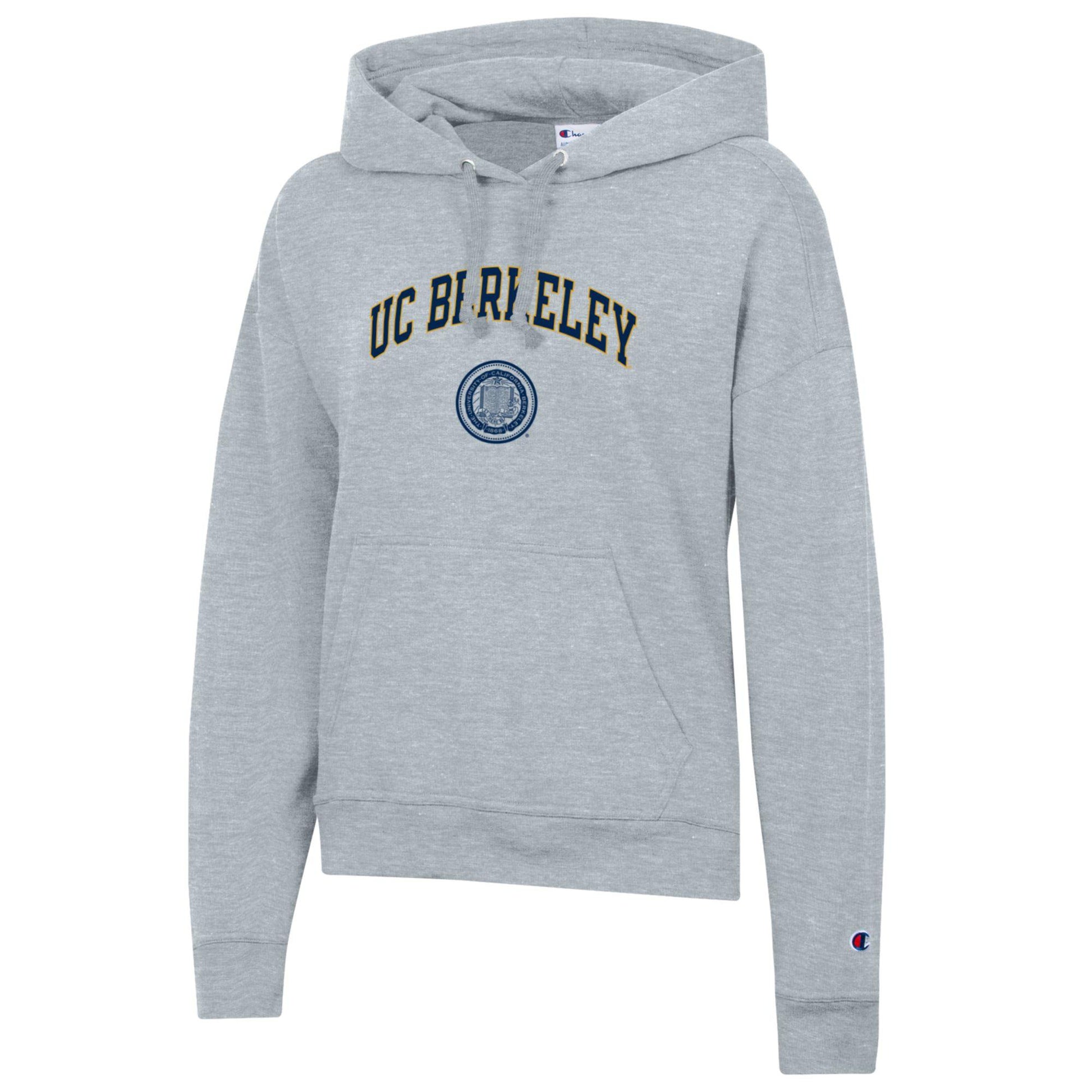 U.C. Berkeley arch & seal women's Champion fleece hoodie-Gray-Shop College Wear