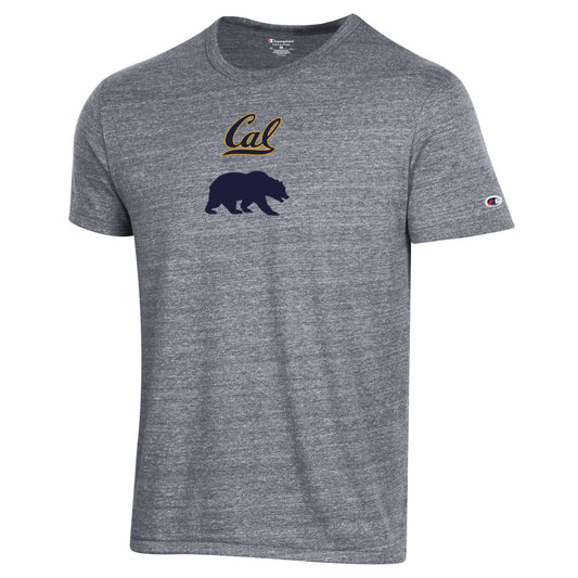 U.C. Berkeley Script Cal Walking Bear Champion tri blend T-shirt- Charcoal-Shop College Wear