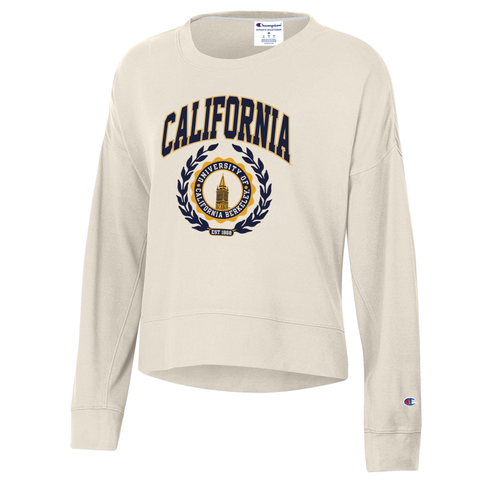 U.C. Berkeley Cal Champion sueded crewneck sweatshirt-Ivory-Shop College Wear