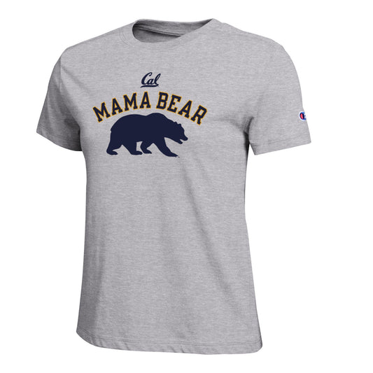 U.C. Berkeley arch Mama Bear and Cal Champion women's V-Neck T-Shirt-Gray-Shop College Wear