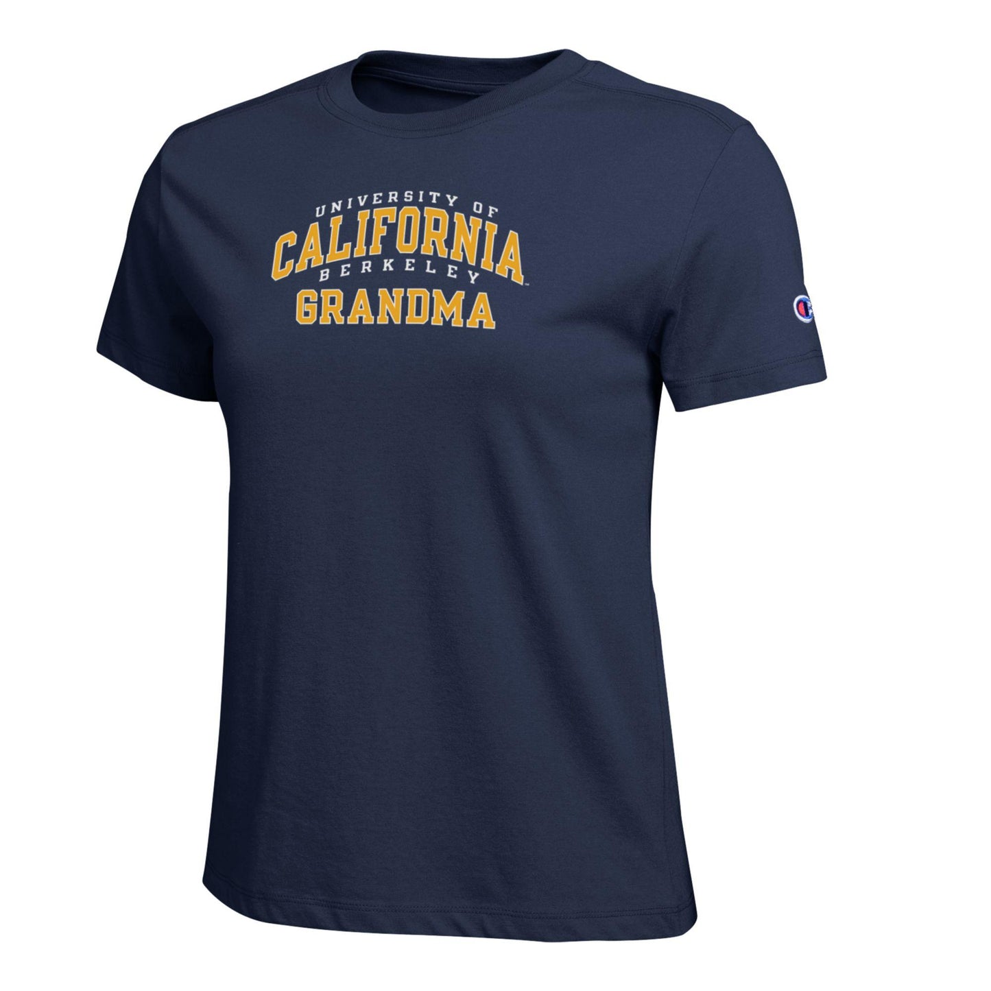 U.C. Berkeley triple arch GrandMa Champion women's V-Neck T-Shirt-Navy-Shop College Wear