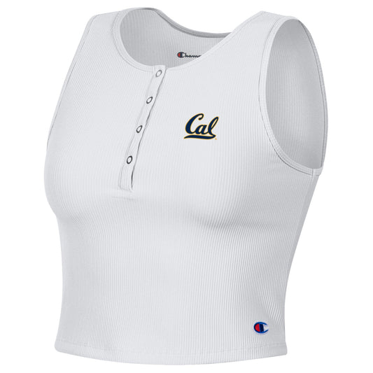 U.C. Berkeley women's Cal Tailgate Rib Henley tank top-White-Shop College Wear