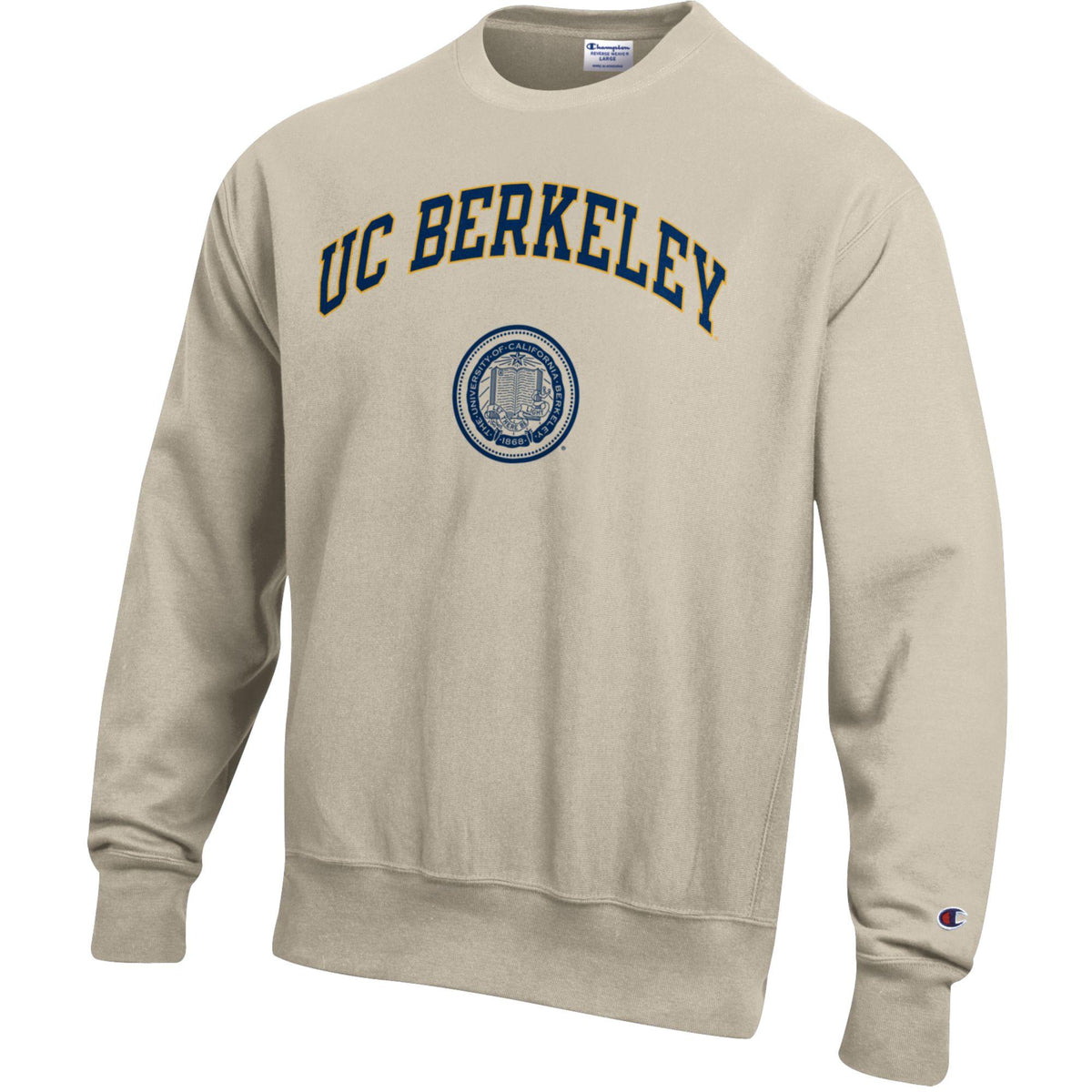 UC Berkeley Arch & Seal Champion Reverse Weave Sweatshirt-Oatmeal-Shop College Wear
