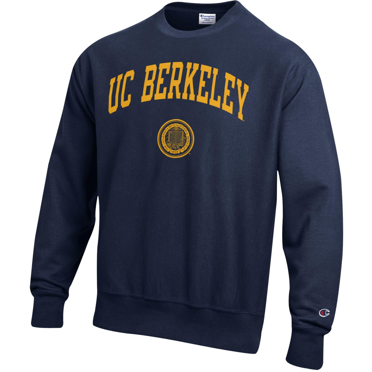 UC Berkeley Arch & Seal Champion Reverse Weave crew neck Sweatshirt-Navy-Shop College Wear