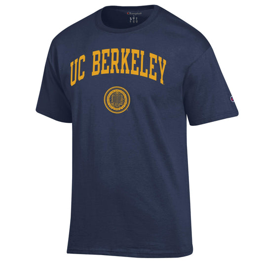 U.C. Berkeley arch and seal Men's Champion T-Shirt-Navy-Shop College Wear