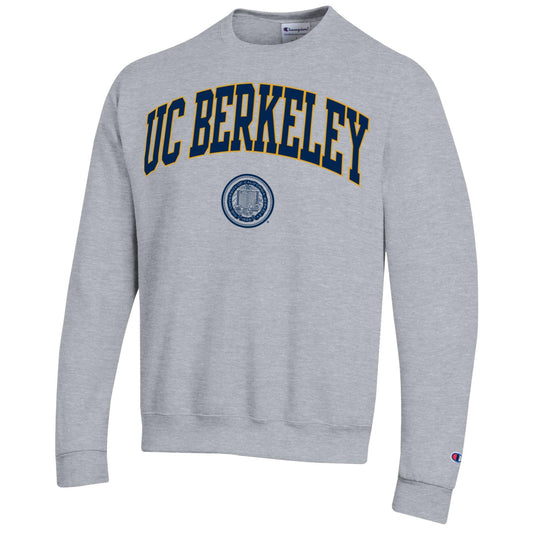 U.C. Berkeley arch and seal Champion crew-Neck sweatshirt-Gray-Shop College Wear