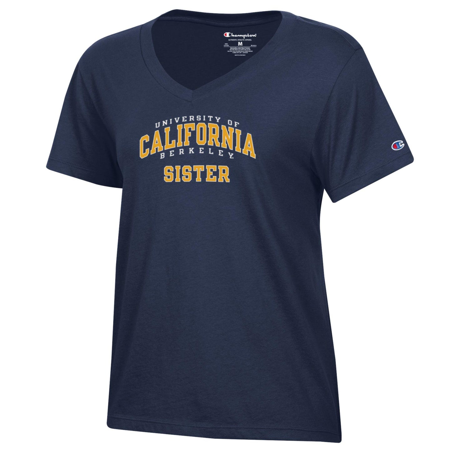 U.C. Berkeley Cal Sister Champion V-Neck T-Shirt-Navy 