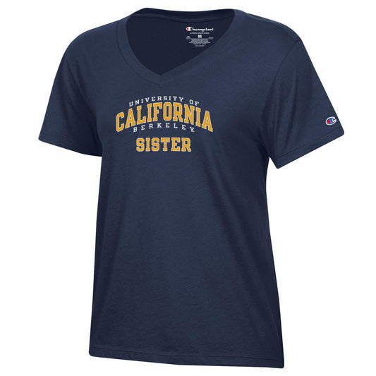U.C. Berkeley Cal Sister Champion V-Neck T-Shirt-Navy-Shop College Wear