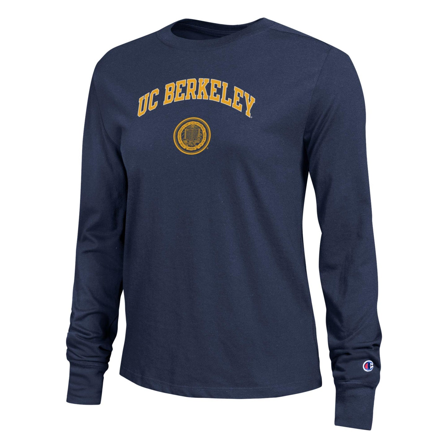 U.C. Berkeley arch & seal women's Champion long sleeve T-Shirt-Navy 