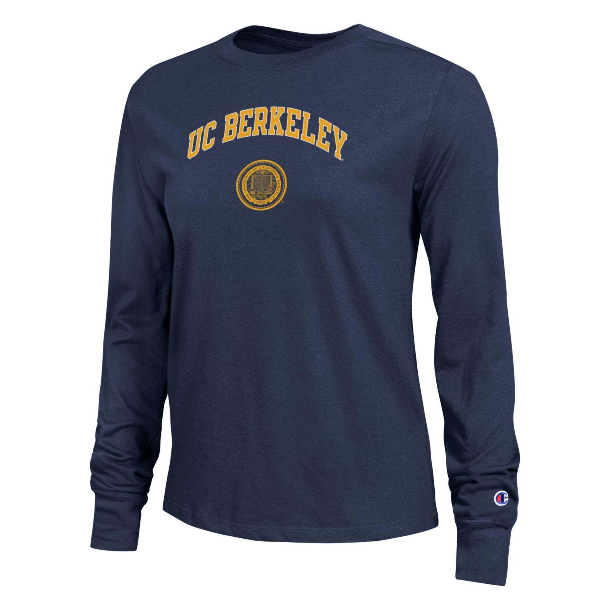 U.C. Berkeley arch & seal women's Champion long sleeve T-Shirt-Navy 