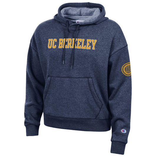 U.C. Berkeley Cal women's Champion Triumph fleece Berkeley seal hoodie sweatshirt-Navy-Shop College Wear