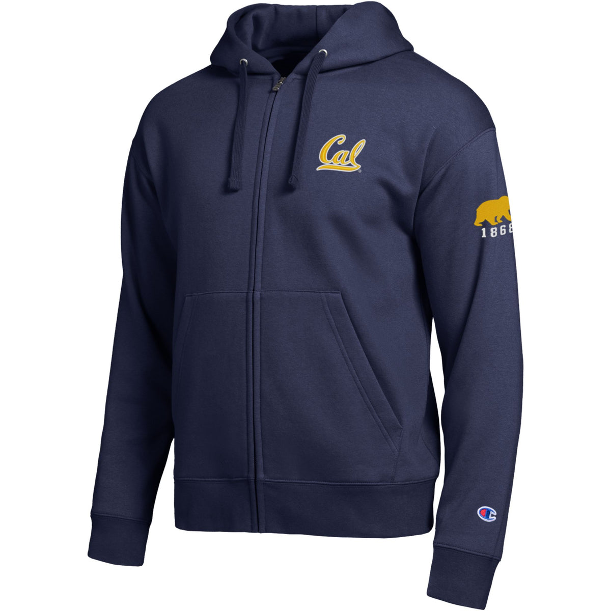U.C. Berkeley Cal embroidered Champion zip-up hoodie sweatshirt-Navy-Shop College Wear