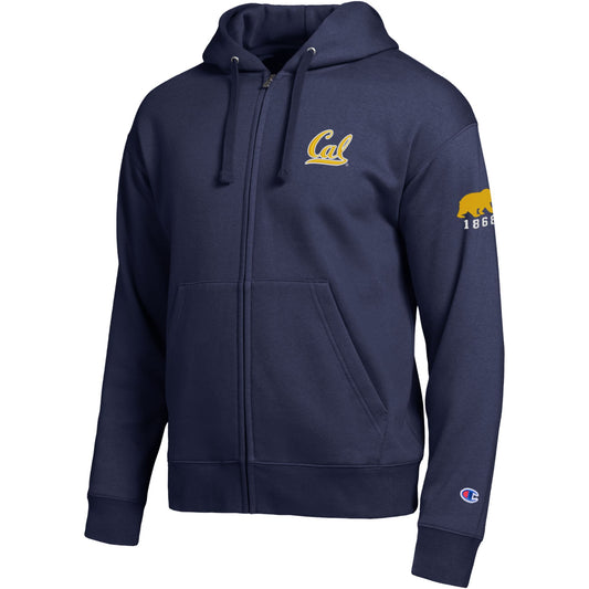 U.C. Berkeley Cal embroidered Champion zip-up hoodie sweatshirt-Navy-Shop College Wear