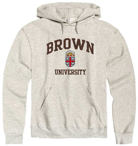 Brown University arch and shield hoodie sweatshirt-Oatmeal-Shop College Wear
