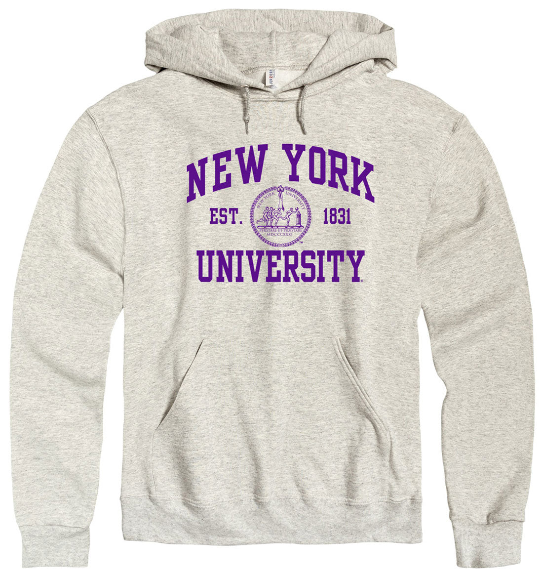 New York University NYU arch & seal hoodie sweatshirt-Oatmeal-Shop College Wear