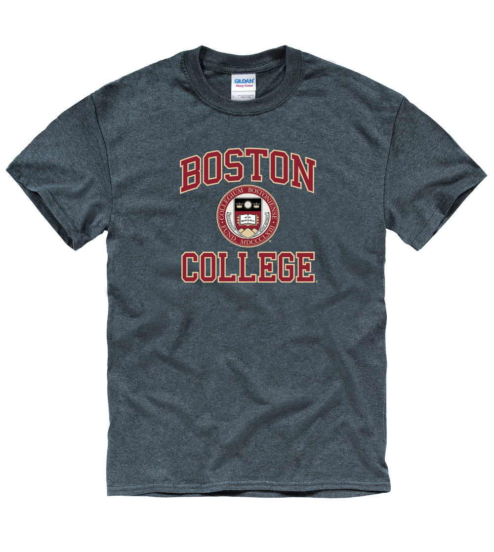 Boston College Arch & Seal T- Shirt- Charcoal-Shop College Wear