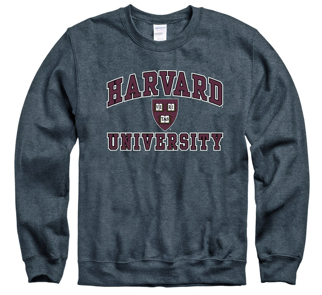Harvard University and shield bold crew-neck sweatshirt-Charcoal-Shop College Wear