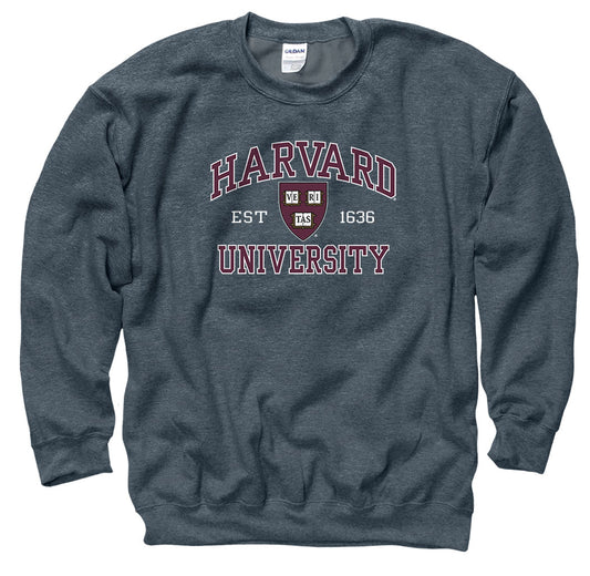 Harvard University Men's Crew-Neck Sweatshirt-Charcoal-Shop College Wear