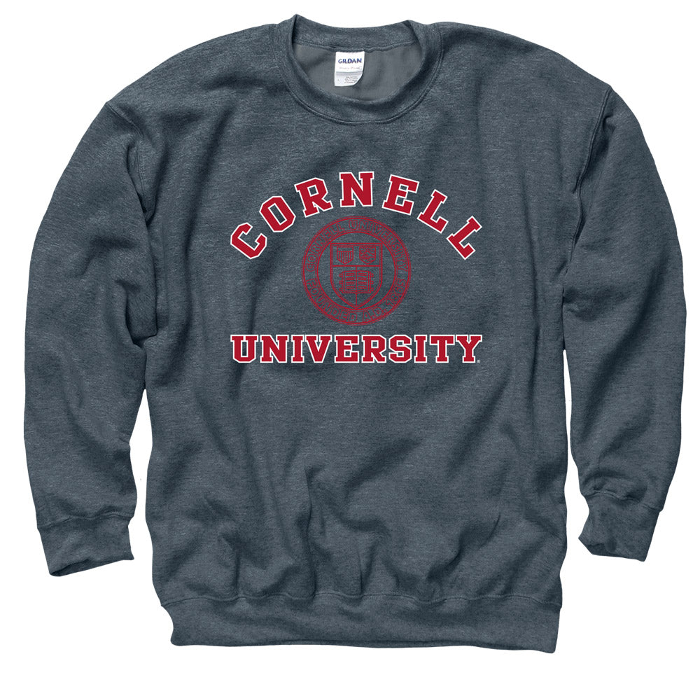 Cornell University Men's Crew Neck Sweatshirt-Charcoal-Shop College Wear