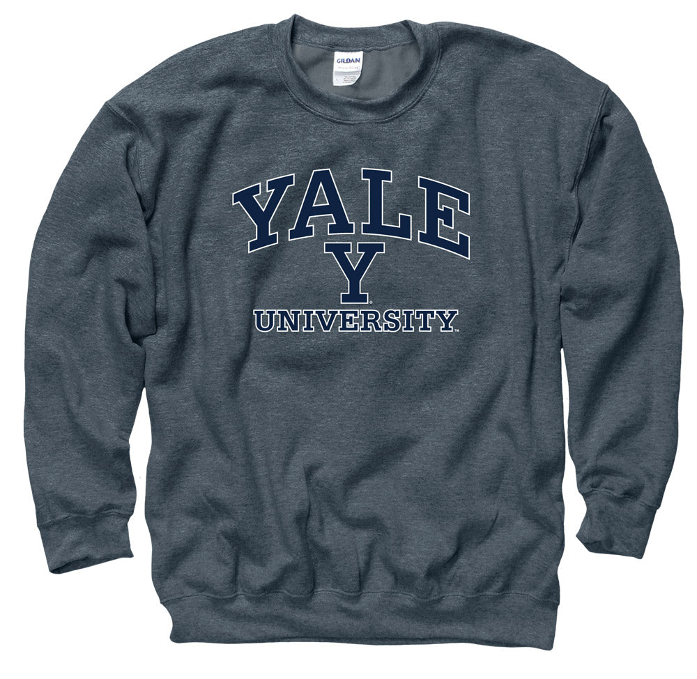 Yale University Men's Crew Neck Sweatshirt-Charcoal-Shop College Wear